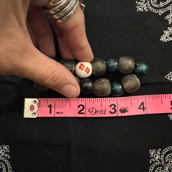 JUNGLE HIPPIE BRACELET - handmade sea glass, wood, ceramic - one of a kind - Picture 5 of 6